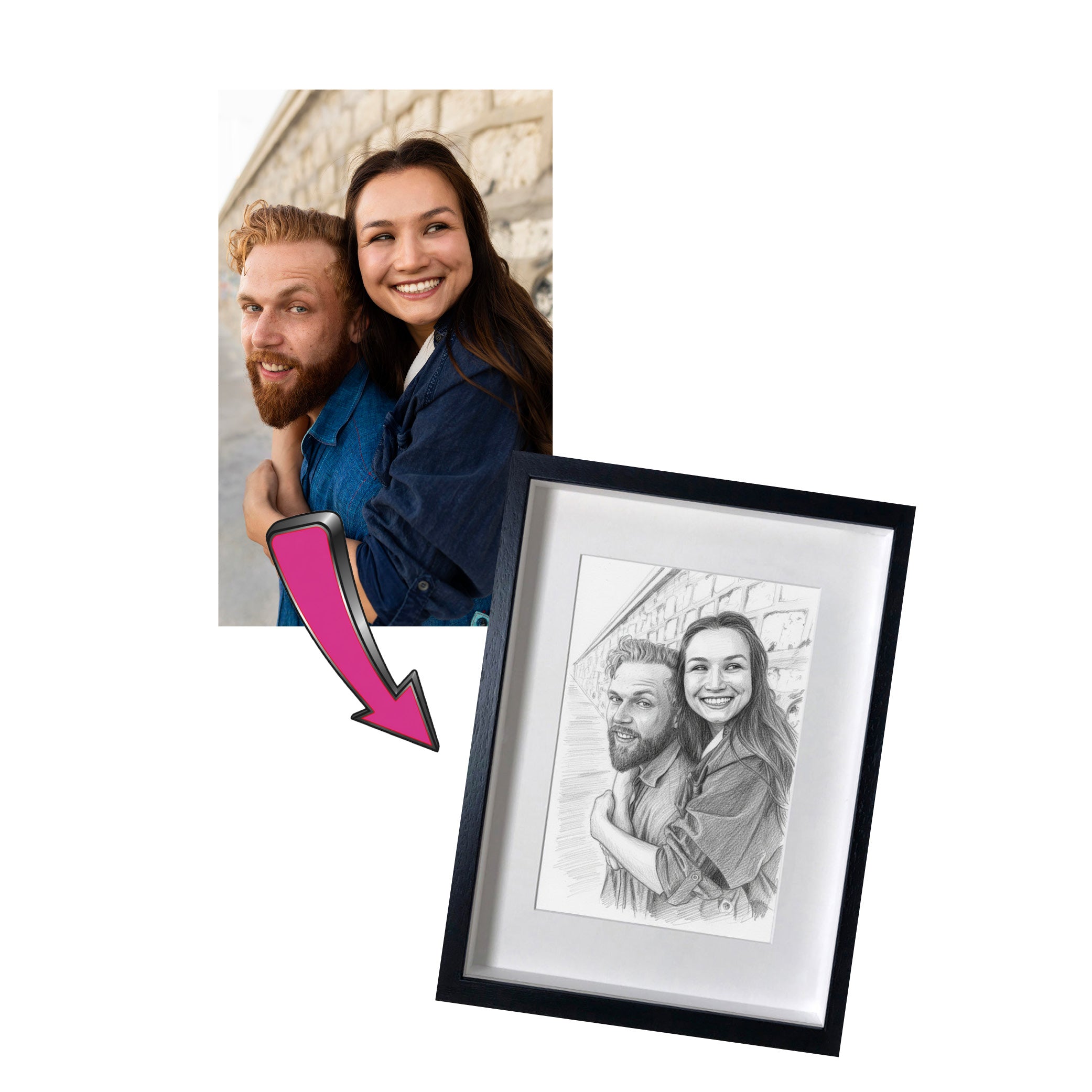 Load image into Gallery viewer, Portrait Pencil Drawing Photo Frame
